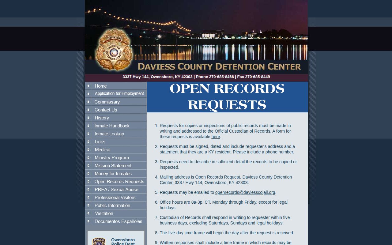 DCDC Open Records request method and response terms