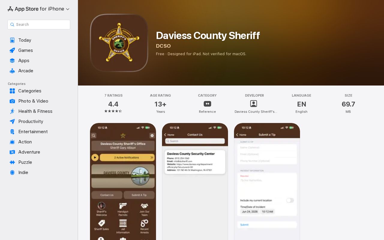 Daviess County Sheriff app information for arrest news and tips