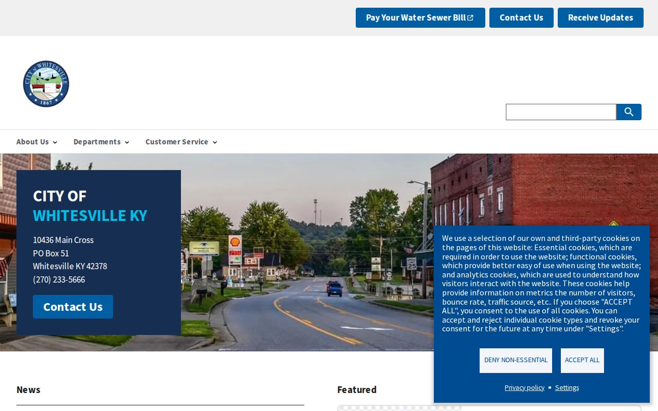 Official City of Whitesville website without a listed police booking portal