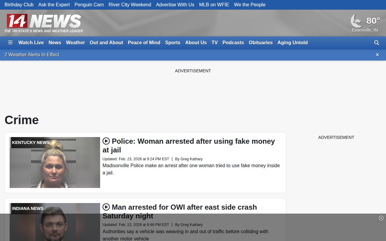 14 News regional crime section covering Daviess County events